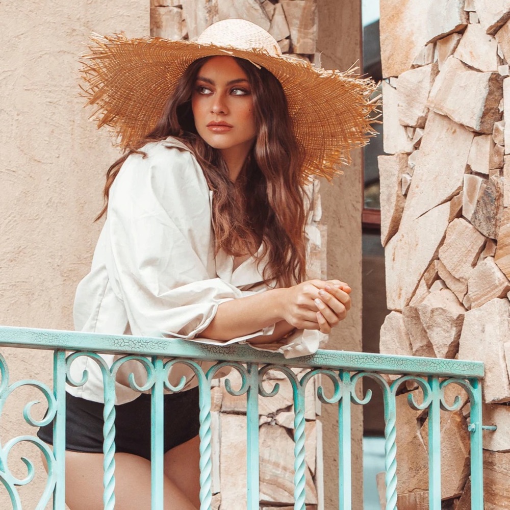 Raffia woven large sun hat - Picture 4 of 6